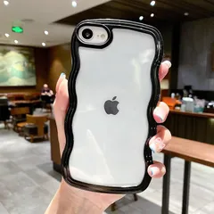 QLTYPRI iPhone 7ケース iPhone 8ケース クリア TPUカバー おしゃれ 韓国 可愛い 透明 薄型 軽量 耐衝撃 スマホケース ワイヤレス充電対応 ストラップホール付き アイフォン 7/8 ケース 4.7インチ 対応 - ブラック 1