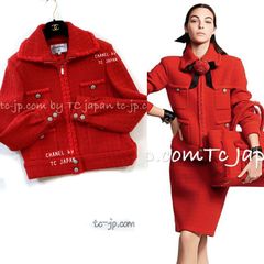 シャネル ジャケット CHANEL コーラル レッド ジッパー ウール ツイード コート カール・ラガーフェルド作品 女優 超美品 36 38 42