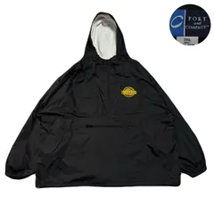 Vintage ヴィンテージ AnorakParka アノラックパーカー NylonJacket ナイロンジャケット PrinteLogo プリントロゴ ワンポイント Nylon ナイロン Drawcord ドローコード Black ブラック 黒 3XL