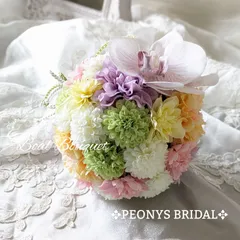 ヘッドピース付きボールブーケ　和装用ブーケ