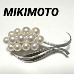 美品 ミキモト パール 6粒 皇室御用達 コサージュ シルバー ブローチ