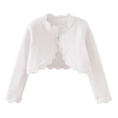 ☆ ホワイト ☆ 100cm ☆ カーディガン lycard89 カーディガン ショート 女の子 ニット ニットセーター ニットカーディガン 長袖 ジャケット セーター 春 子ども こども 子供 ワンボタン ベビー 子供服 子供用 キッズ ガールズ かわいい