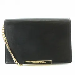マイケルコース MICHAEL KORS ショルダーウォレット バッグ レザー チェーン 切替 ロゴ 黒 ブラック /BB ■OF