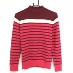 【美品】タイトリスト ハイネックセーター ピンク×ボルドー ボーダー ニット レディース L ゴルフウェア TITLEIST