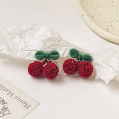 ふわもこチェリーピアス　さくらんぼ型(アクセサリーBOX付き)