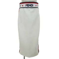 フェンディ FENDI ×フィラ FILA モノグラム ペンシルスカート タイトスカート ロング丈 ズッカ柄 FF柄 サイドライン ジャージ素材 イタリア製 白 ホワイト 44 約L FQ7018A5VB 1206のサムネイル