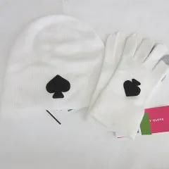 ケイトスペード KATE SPADE ニット帽 ニットキャップ 帽子 手袋 2点セット 白 ホワイト 0/Sのサムネイル
