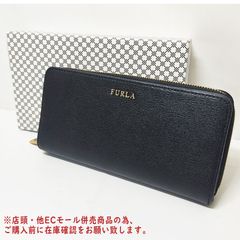 ※併売商品※◆中古状態良好◆FURLA【フルラ】ラウンドファスナー長財布 レザー ブラック レディース　M1030