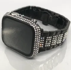 GimelZayinセット アップルウォッチ ステンレスベルト キラキラ　カバー　ケース ブラック 49mm 40mm 41mm 44mm 45mm 42mm 46mm Apple Watch バンド