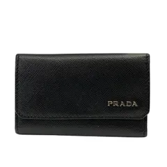 PRADA プラダ 6連 キーケース コンパクト ロゴ レザー ブラック 黒