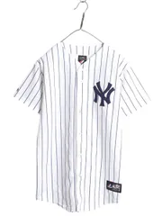 【お得なクーポン配布中!】 USA製 ヤンキース ベースボール シャツ キッズ XL メンズ S 程 MLB オフィシャル マジェスティック 大リーグ ユニフォーム ジャージ 重ね着