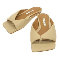 【新品】  PIPPICHIC / ピッピシック | スクエアトゥ レザー フラットトングサンダル | 37 | foundation / ファンデーション | レディース