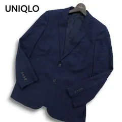 UNIQLO ユニクロ 秋冬 SLIM FIT 総裏 ウール★ チェック テーラード ジャケット ブレザー Sz.M メンズ 紺 ネイビー