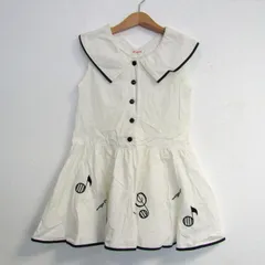 メゾピアノ ノースリーブワンピース 音符柄 トップス キッズ 女の子用 130サイズ ホワイト Mezzo Piano 【中古】