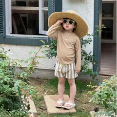 ベビー水着（90サイズ/100サイズ/110サイズ/120サイズ３点セット）上下キャップセットくすみカラーキッズ水着04