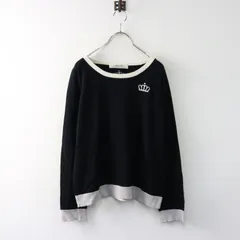 2020 リゼッタ Lisette クラウン刺繍バイカラーニット/ブラック プルオーバー セーター コットン 長袖【2400014462067】のサムネイル