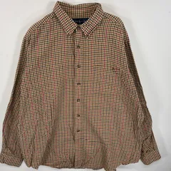 古着 ラルフローレン RALPH LAUREN 長袖シャツ 胸ポケ エルボーパッチ XXL  イエロー系 チェック メンズ