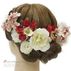 髪飾り 成人式 赤 振袖 袴 花 浴衣 夏祭り 花火大会 8点セット 白 ヘアアクセ かんざし 卒業式 結婚式 和装 FTS No.9-3922