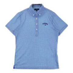 サイズ：M CALLAWAY キャロウェイ  半袖ポロシャツ チェック ブルー系 [241003000009] ゴルフウェア メンズ ストスト