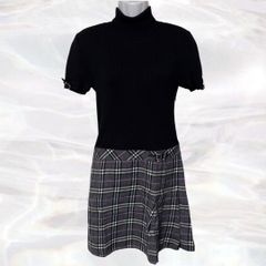 BURBERRY LONDON　バーバリーロンドン　ワンピース　ブラック　レディース　半袖　チェック　切り替え　160A　ニット