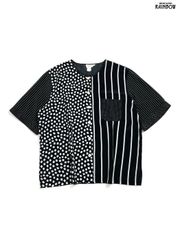 古着 ストライプ柄 総柄 半袖 シャツ 黒 (ttu2507039)