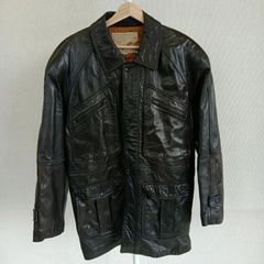 【良】　アッシュエル　H・L　ラムレザージャケット　レザージャケット　レザー　ジャケット　ライダース　黒　ブラック　Ｌサイズ　大きいサイズ　バイカー　防風　キャメル　黄茶色　ヴィンテージ　ビンテージ　羊革　ラム　メンズ　カジュアル　メンズカジュアル　秋　冬