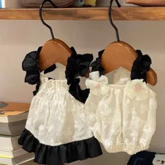 ブラックフリル･バタフライワンピース｜小型犬 犬服 カフェ レース ワンピース 春夏 ドッグウェア 女の子