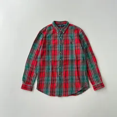 90s ラルフローレン  ネルシャツ　タータンチェック　スリムフィット Ralph Lauren plaid check embroidery logo T1839 A4