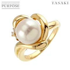 タサキ TASAKI 11号 リング アコヤ真珠 9.0mm ダイヤ 0.03ct K18 YG イエローゴールド 750 パール 指輪 Akoya pearl Ring 90236908