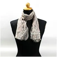 エトロ 長方形 スカーフ  ストール ライトグレー ペイズリー柄 中古
