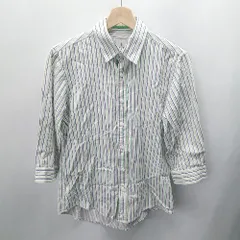 ◇ tk.TAKEO KIKUCHI ティーケー タケオキクチ ストライプ柄 七分袖 シャツ サイズ3 グリーン系 レディース E  【1407020059954】