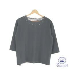 ☆美品☆ トップス カットソー 七分袖 ニット オシャレ カジュアル レディース ブラック 901-3898 送料無料 古着