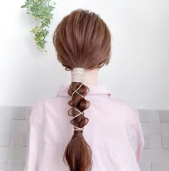 本革 ラップポニー【サンドベージュ】 フック金具つき レザー ヘアカフス