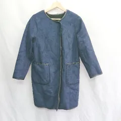 ◇ ⊇ nano universe ナノ ユニバース 無地 長袖 フェイクムートンノーカラーコート サイズ36 ブラウン系 レディース E  【1505130007787】