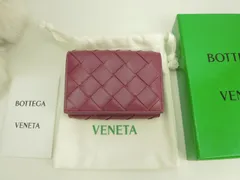 ボッテガヴェネタ ミニウォレット 中イントレチャート レザー濃ピンク コンパクト財布 未使用@P01926694E
