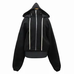 美品 18AW リックオウエンス Rick Owens ウール フーデッド ショート ジャケット ブルゾン コート RP18F4716 サイズ38 黒 ブラック レディースのサムネイル