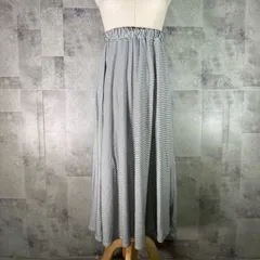 ジーユー GU ロング フレアスカート 【S】 ブラック ボーダー ウエストゴム カットソー素材 ラフ カジュアル 裏地なし