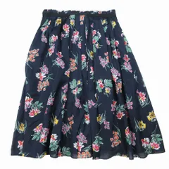 マッキントッシュフィロソフィー MACKINTOSH PHILOSOPHY 花柄 プリーツ フレア スカート 膝丈 フラワー 38 M ネイビー ur69 【中古】