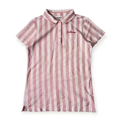 Jack Bunny!! by PEARLY GATES ジャックバニー パーリーゲイツ ストライプ 天竺 半袖 ポロシャツ 2/レッド×ホワイト レディース ゴルフ