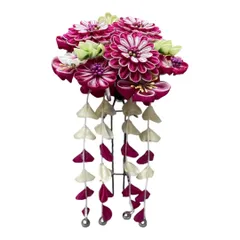 【＊おすすめ＊】ME-A3-2 新品 成人式 振袖 髪飾り 花 振袖用 つまみ細工  リボン  ヘアアクセサリー  コサージュ かんざし 鈴 和装  ワイン 紫  フジ/ 前撮り 七五三 753 浴衣 袴 入学式 卒業式 結婚式 ブライダル 披露宴 和風 洋風