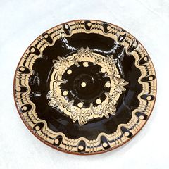 志名焼バーナードリーチ スリップウェア 船木研二湯町窯 お皿【25cm