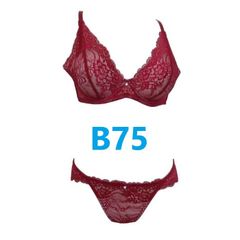 レッド　ブラジャー＆ショーツ　総レース　パッドつき　ワイヤー入り　（B75)  新品  新品　送料無料