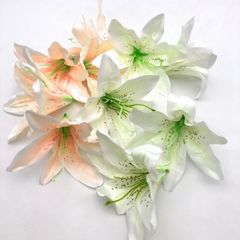 造花 ユリ 花のみ 13センチ 10個 (ホワイト＆ライトピンク)