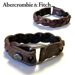 【Abercrombie&Fitch】チェック柄レザーブレスレット【ff0502】 Abercrombie&Fitch チェック柄レザーブレスレット ff0502