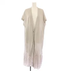 ビアズリー BEARDSLEY ガリャルダガランテ ニットカーディガン ロング丈 半袖 フレンチスリーブ Vネック 切替 ストレッチ F ライトグレー /BB