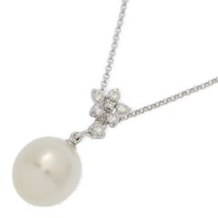 0.31ct/Φ12.4mm TASATASAKI PEARL タサキ・田崎 白蝶真珠/シロチョウ/サウスシーパール ダイヤモンド ネックレス/K18WG-6.9g【♀】【N】【レディース】★■583272【中古】