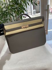 【新品同様品】HERMES エルメス ケリー デペッシュ 36 トゴ グリメイヤー シルバー金具 U刻印 中古 ブリーフケース ハンドバッグ 書類バッグ トートバッグ メンズ レディース ブランド 本革 レザー カーフ グレー レア プレゼント ギフト バック
