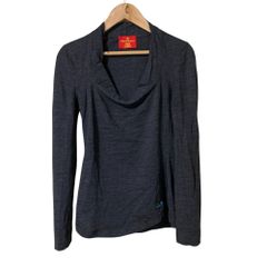 美品 Vivienne Westwood ヴィヴィアンウエストウッドレッドレーベル オーブ刺繍 ロングスリーブ カットソー S ダークグレー レディース 古着 中古 USED