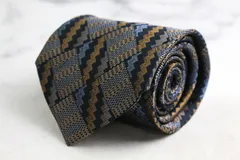 イヴ・サンローラン ブランド ネクタイ YSL チェック柄 パネル柄 幾何学模様 シルク PO メンズ ネイビー YVES SAINT LAURENT 【中古】