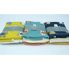 up tempo ねこの休日柄＆無地 3 枚セットガーゼタオル ハンカチ ミニタオル やわらか かわいい 吸水性 プリント 猫 ネコ カラフ ル ふきん クロス